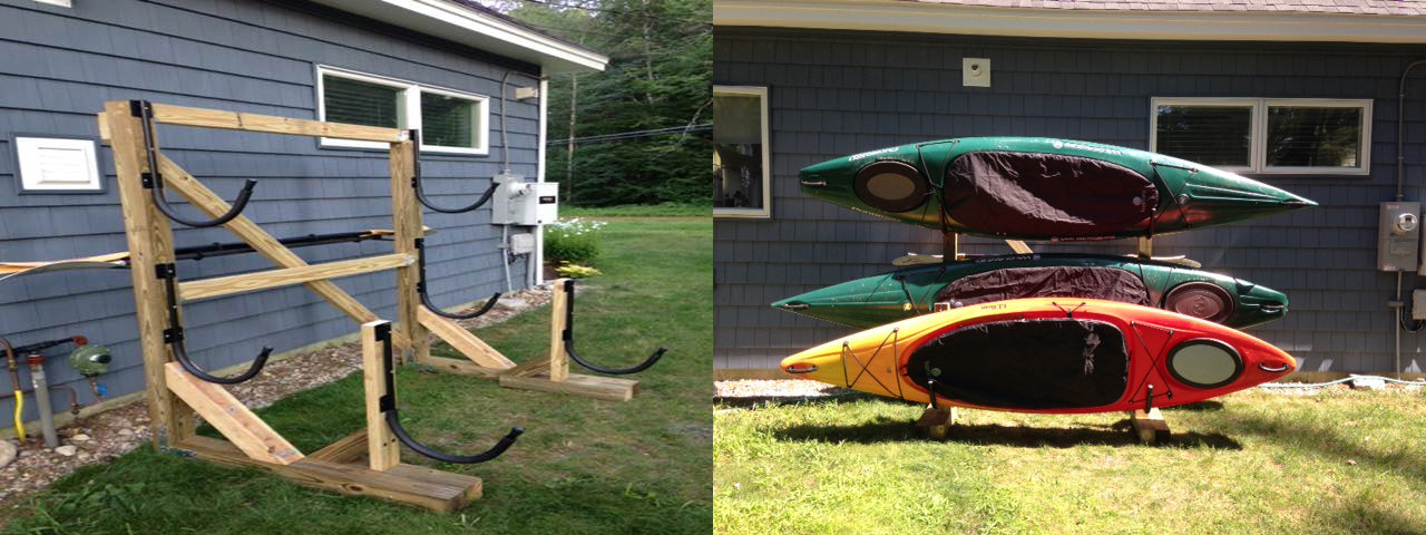 Customers custom built kayak storage with Seattle Sports Kayak Cradles